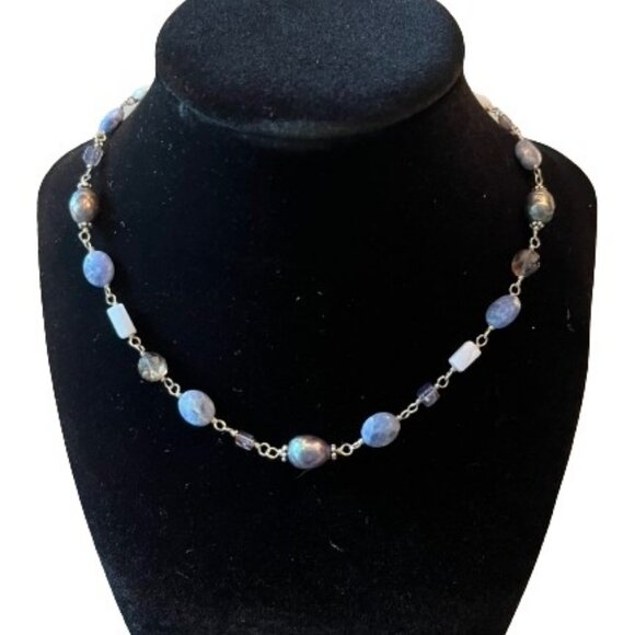 Silpada Sodalite Blue Lace Chalcedony Pearl Necklace & Earrings - NIB - Picture 3 of 6